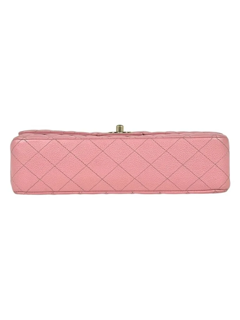 Chanel Quilted Double Flap Chain Shoulder Bag CC Logo Caviar Leather Pink